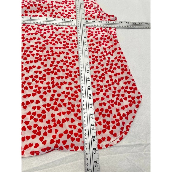 Equipment Femme Size XS Lyle Heart Print Silk Tank Top Sleeveless Blouse Red - Picture 8 of 11